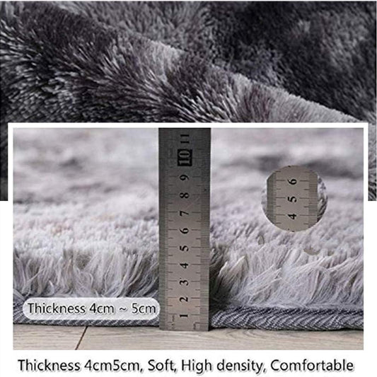 Alfombra de pelo largo gris claro, suave para salón o dormitorio
