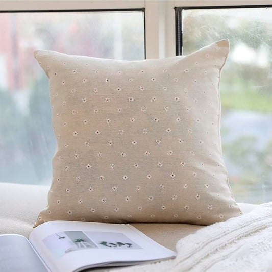 Capa de almofada em Linho Natural e Algodão Terracota: elegância minimalista para sua casa.