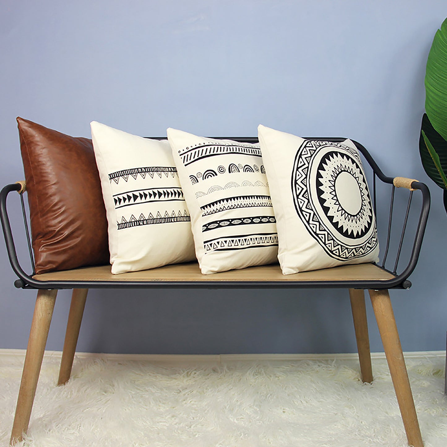 Funda de cojín étnico con triángulos. - Oma Home