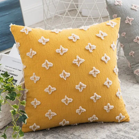 Capa de almofada em linho e algodão natural. Cor bege.