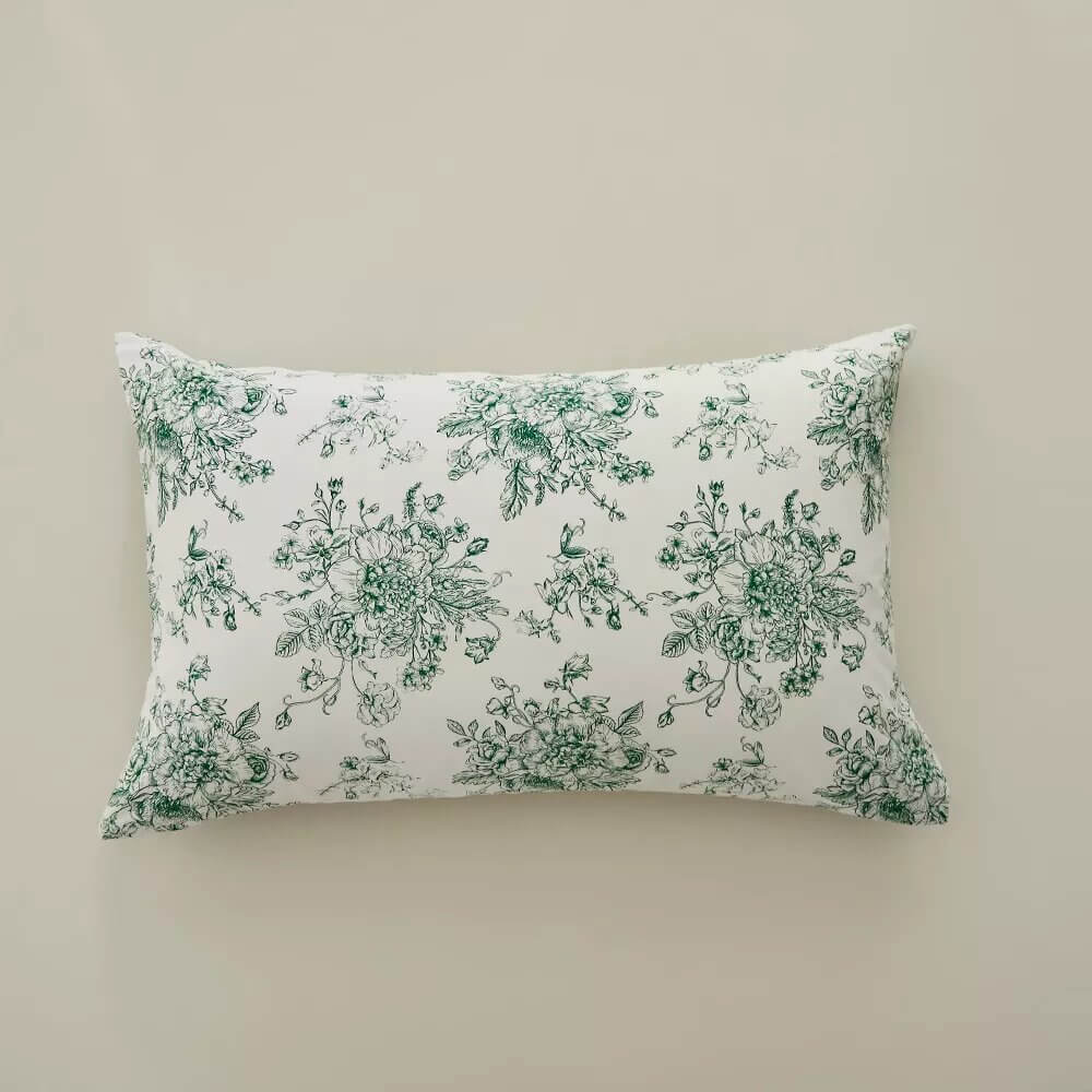 Capa de edredom verde flor com estampa reversível, 100% Algodão.