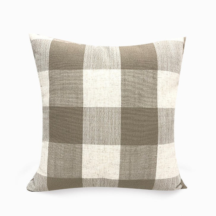 Funda de Cojín Cuadros. Beige y marrón - Oma Home