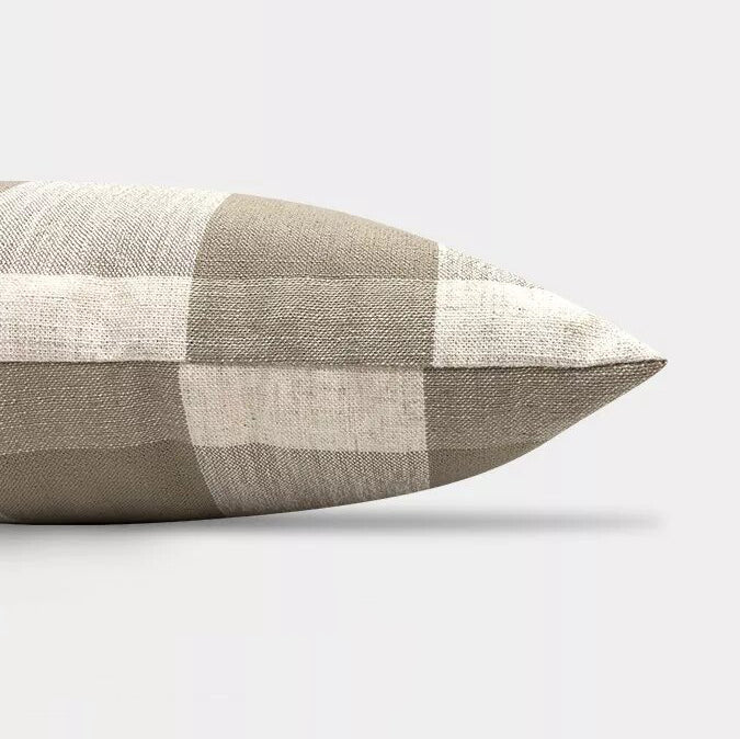 Funda de Cojín Cuadros. Beige y marrón - Oma Home