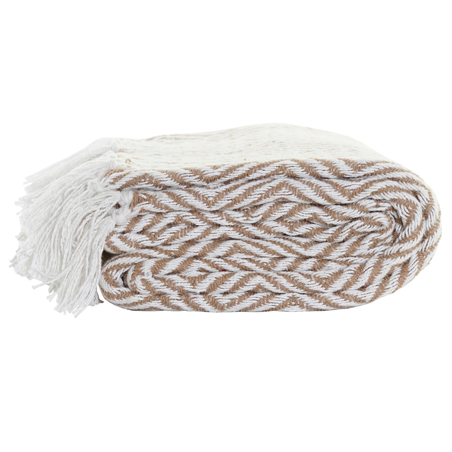 Manta Plaid 100% Algodón con rombos. Color Beige. - Oma Home