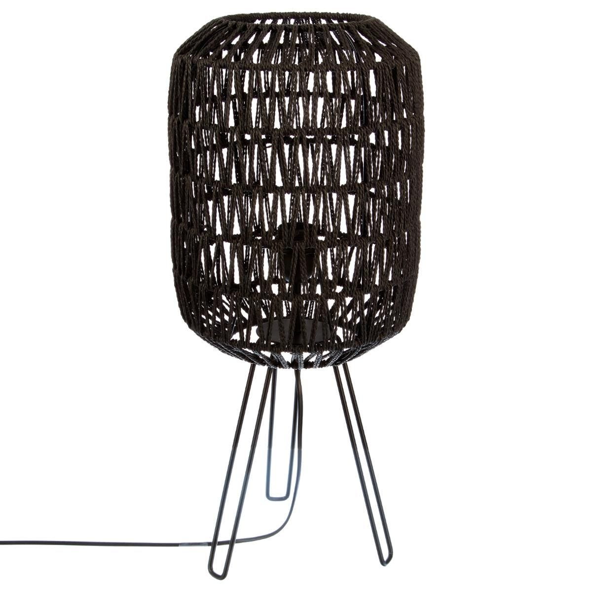 Lámpara y pantalla de metal con hilos negros. Altura 57cm - Oma Home
