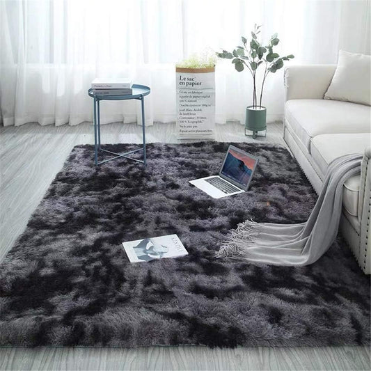 Tapete cinza escuro de pelo comprido, macio para a sala de estar ou quarto