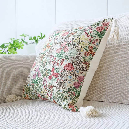 Funda de cojín con flores jacquard rosa: Elegancia y Estilo para tu Hogar.