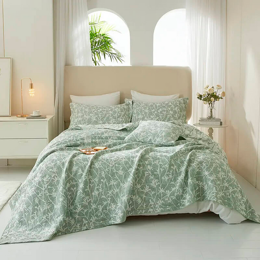 Colcha de Verão Jacquard Verde - Botânico Algodão