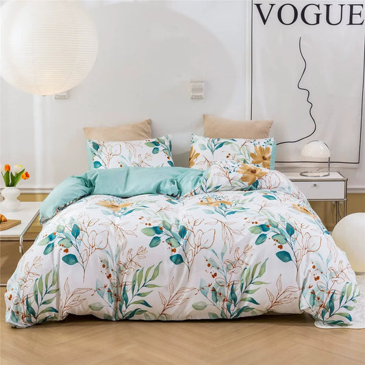 Funda Nórdica Flores Aqua, tacto suave.