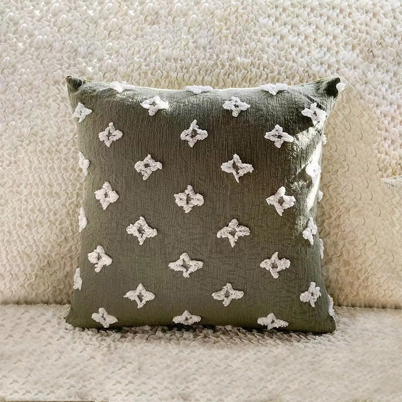 Capa de almofada em linho e algodão natural. Cor bege.