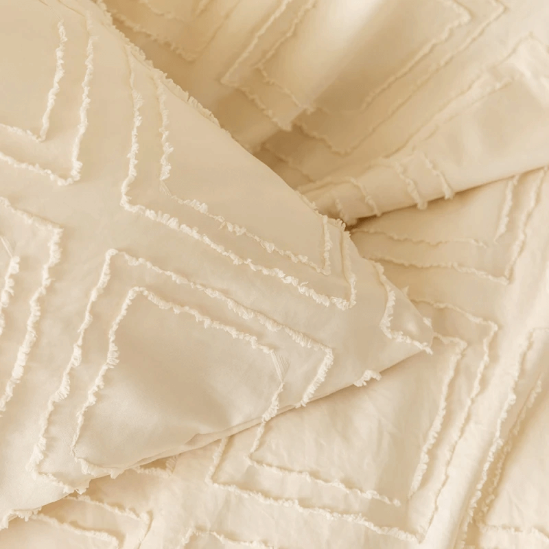 Funda Nórdica beige con rombos en relieve, moderna y extra suave.