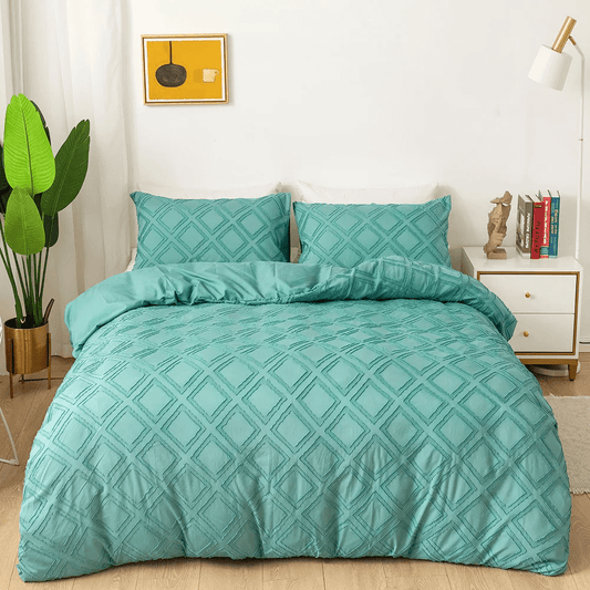Funda Nórdica turquesa con rombos en relieve, moderna y extra suave.