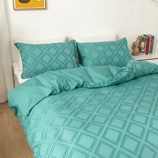 Funda Nórdica turquesa con rombos en relieve, moderna y extra suave.