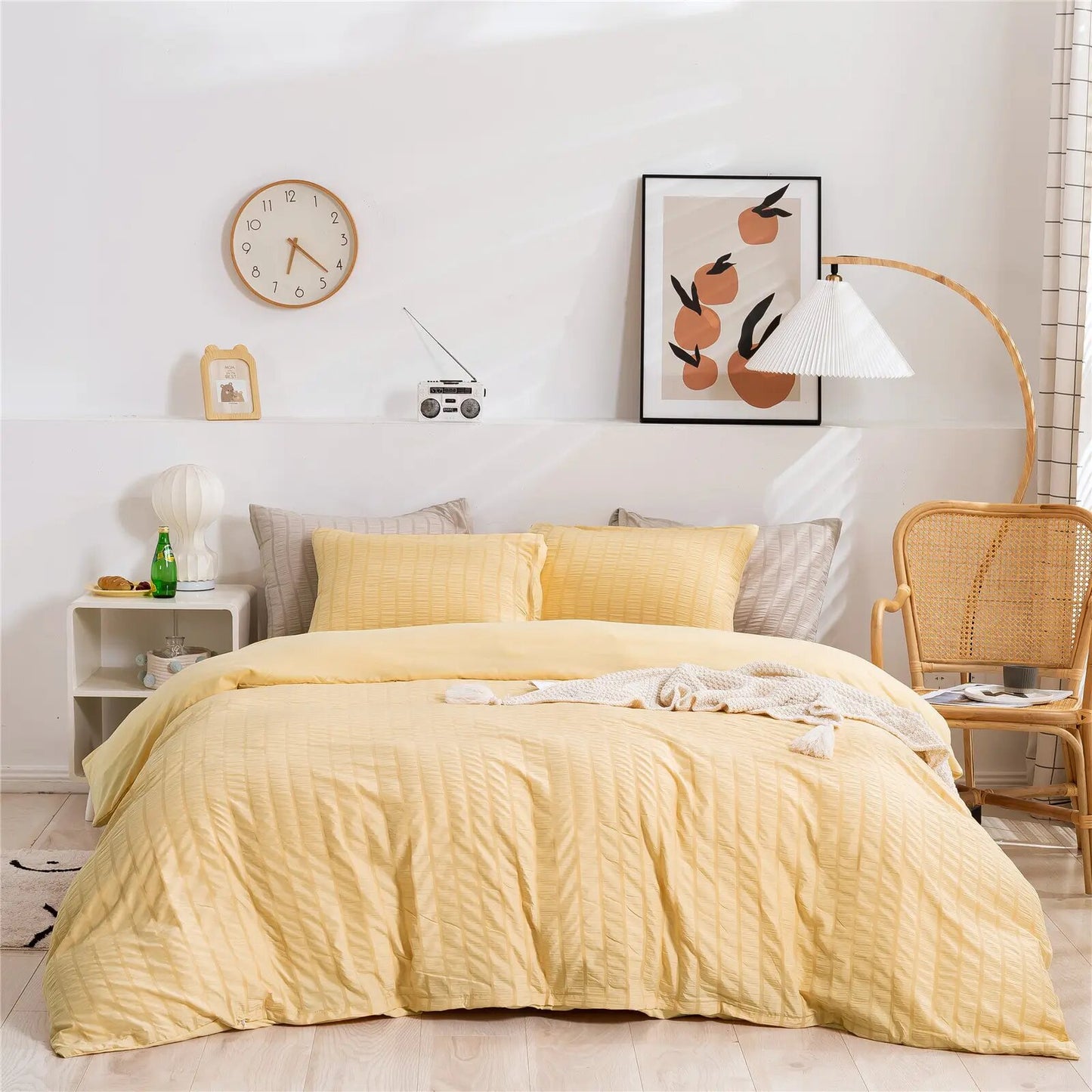 Funda Nórdica Rayas Amarillo con Relieve y suave al tacto.