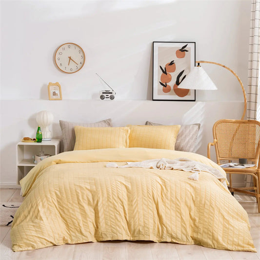 Funda Nórdica Rayas Amarillo con Relieve y suave al tacto.