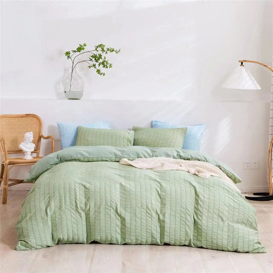 Funda Nórdica Rayas Verde con Relieve y suave al tacto.