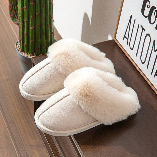 Zapatillas de casa con pelo suave beige