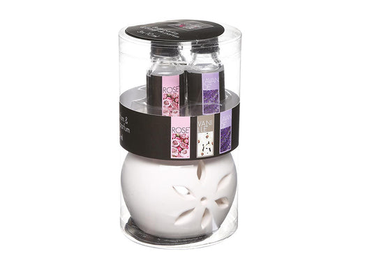 Set quemador de aceite esencial. Floral - Oma Home