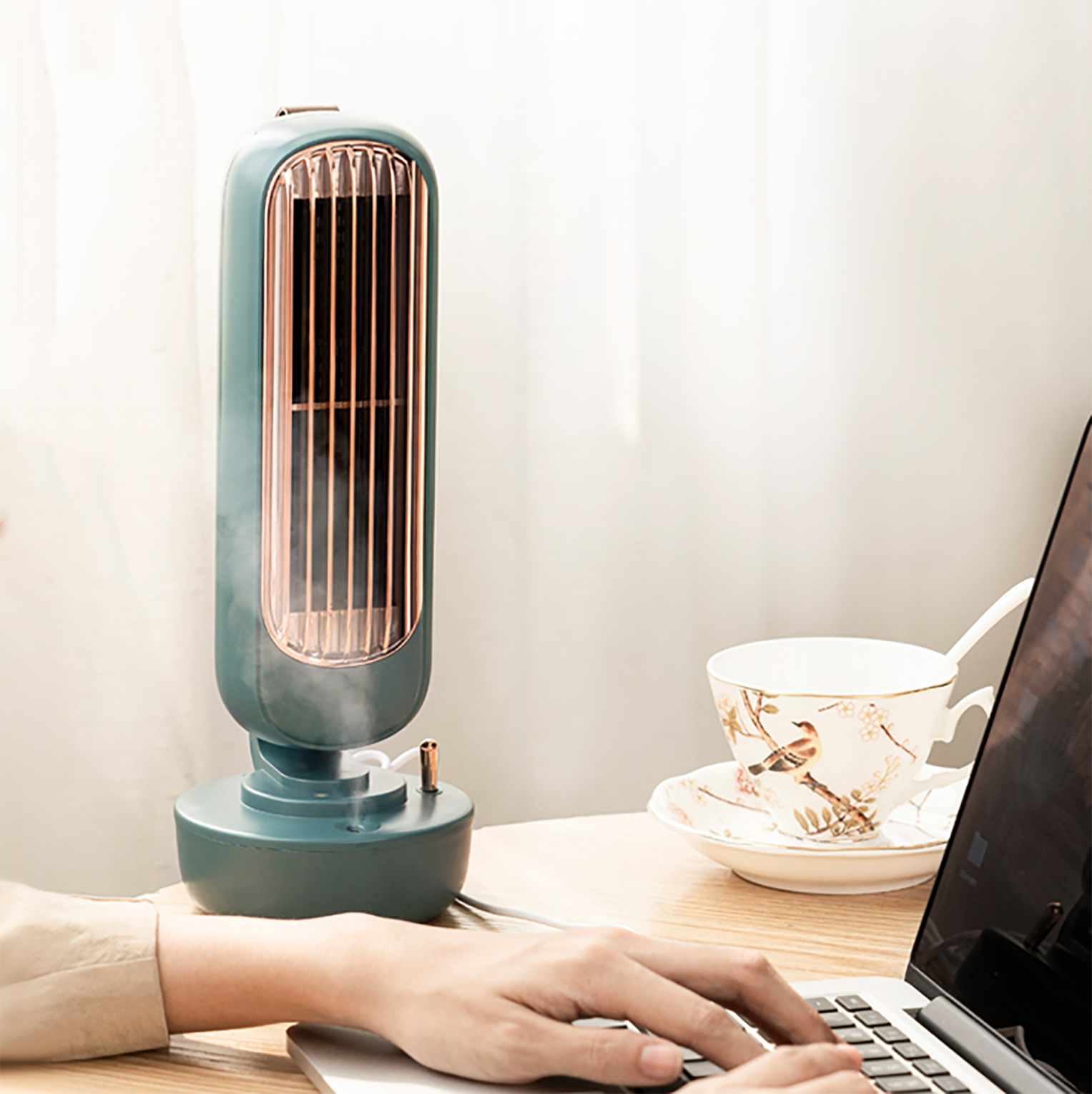 Ventilador humidificador. Color verde. - Oma Home