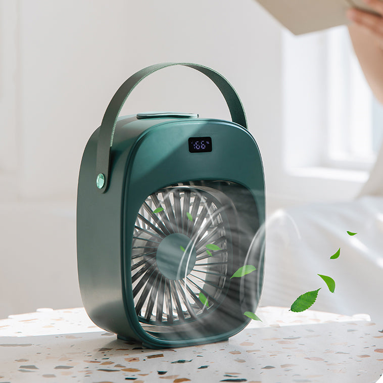 Ventilador humidificador portátil. Color verde. - Oma Home
