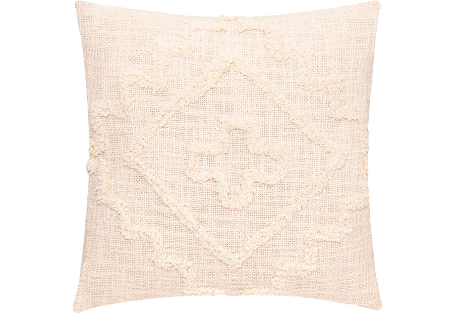 Funda de Cojín con flecos. 40 cm x 40cm. Color crudo. - Oma Home