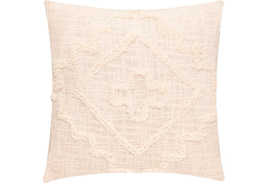 Funda de Cojín con flecos. 40 cm x 40cm. Color crudo. - Oma Home