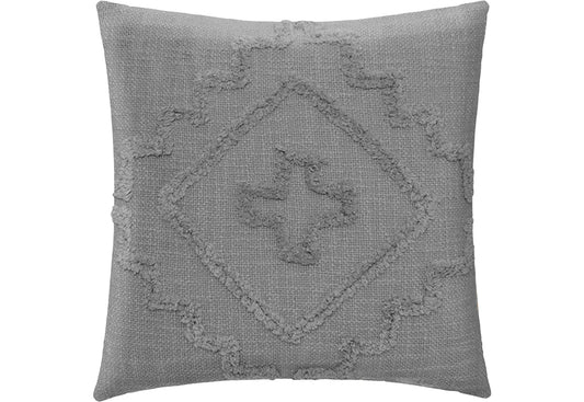 Funda de Cojín con flecos. 40 cm x 40cm. Color gris. - Oma Home