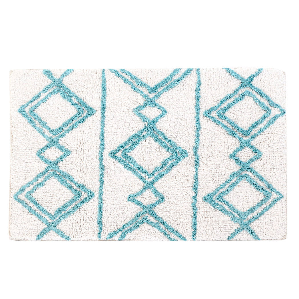 Alfombra rombos de algodón. Blanca. - Oma Home