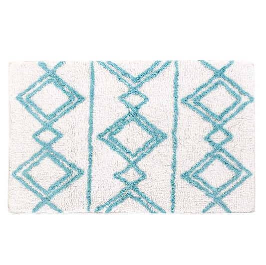 Alfombra rombos de algodón. Blanca. - Oma Home