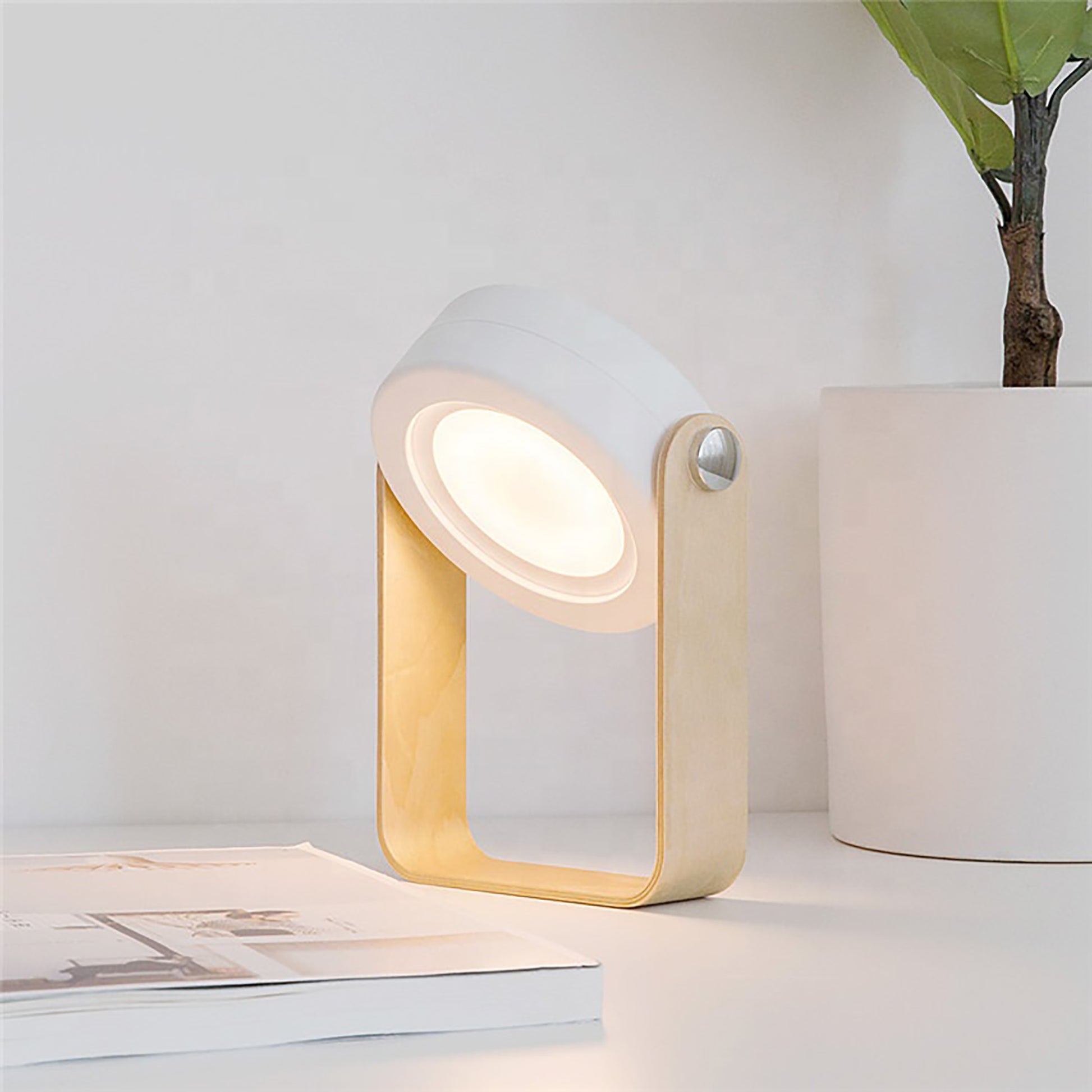 Lampara de mesa inalámbrica. Color blanco. - Oma Home