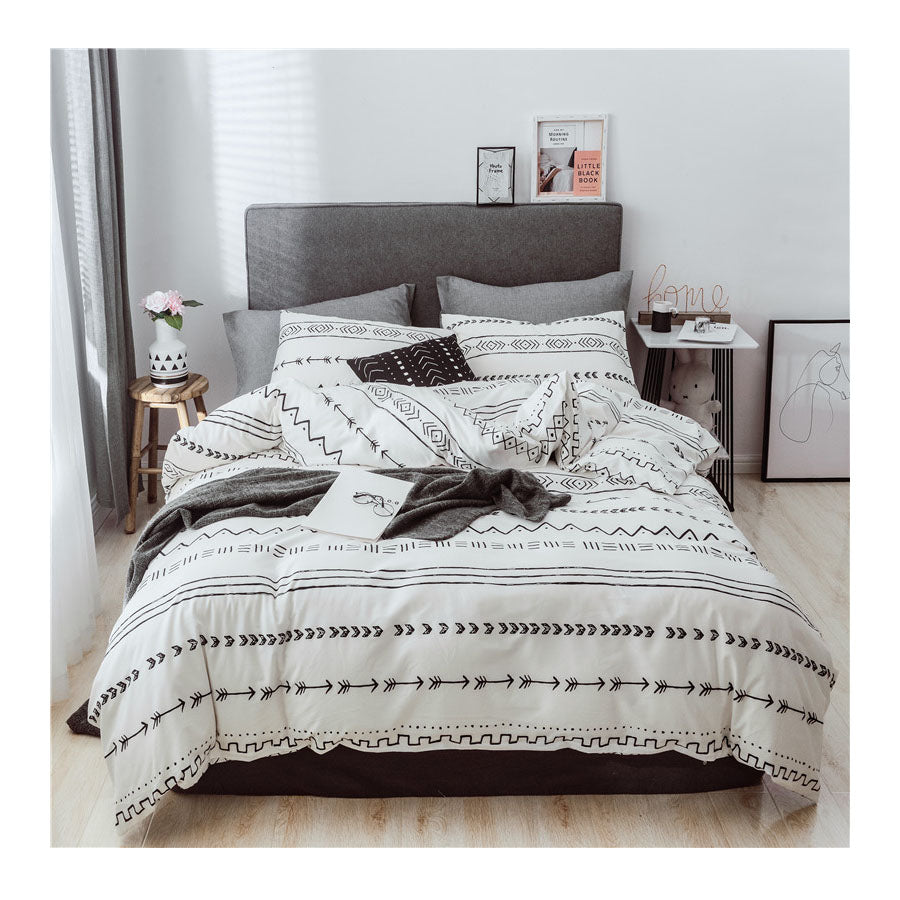 Funda nórdica reversible con estampado étnico, 100% Algodón - Oma Home