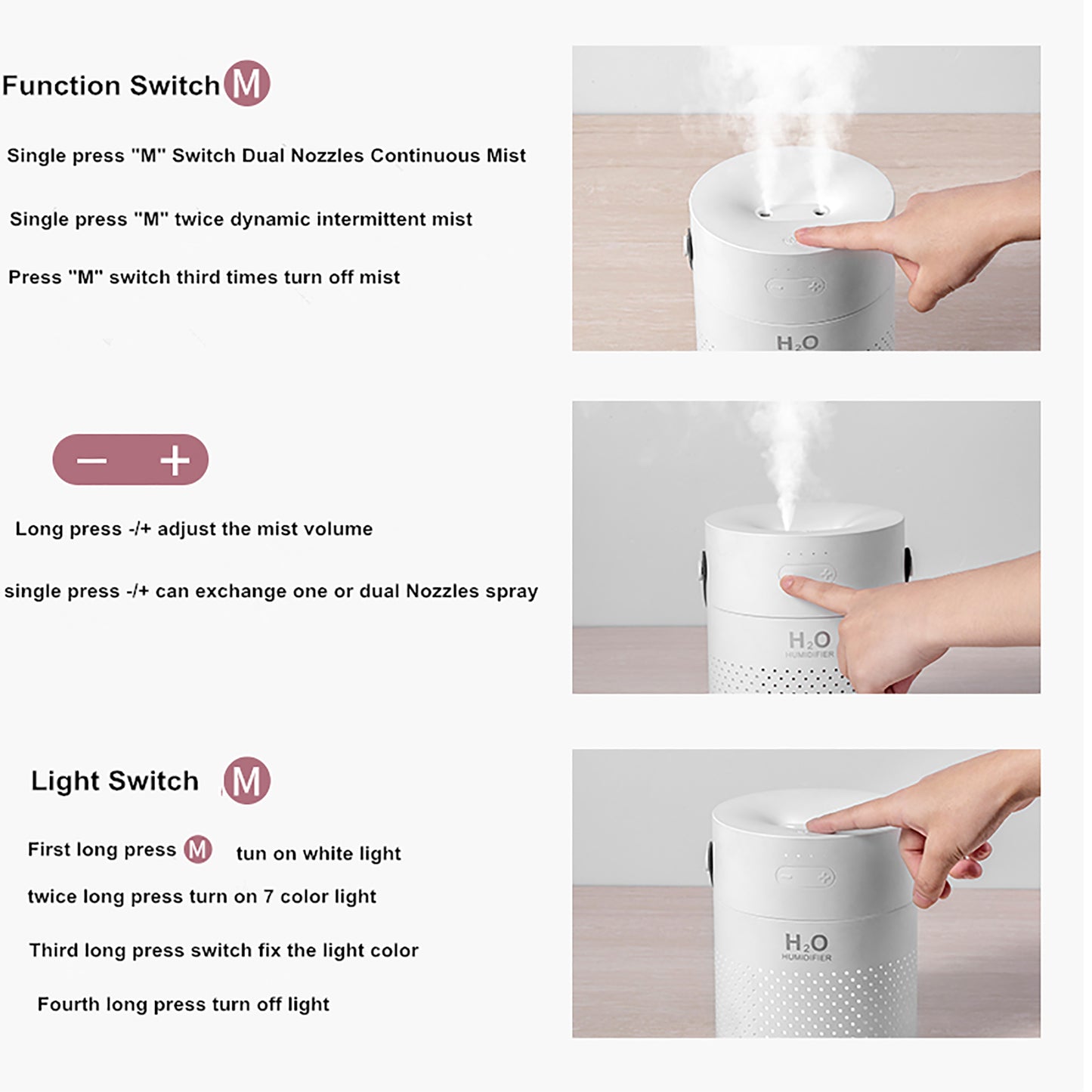 Humidificador Portátil Cylinder. Color Gris claro. - Oma Home