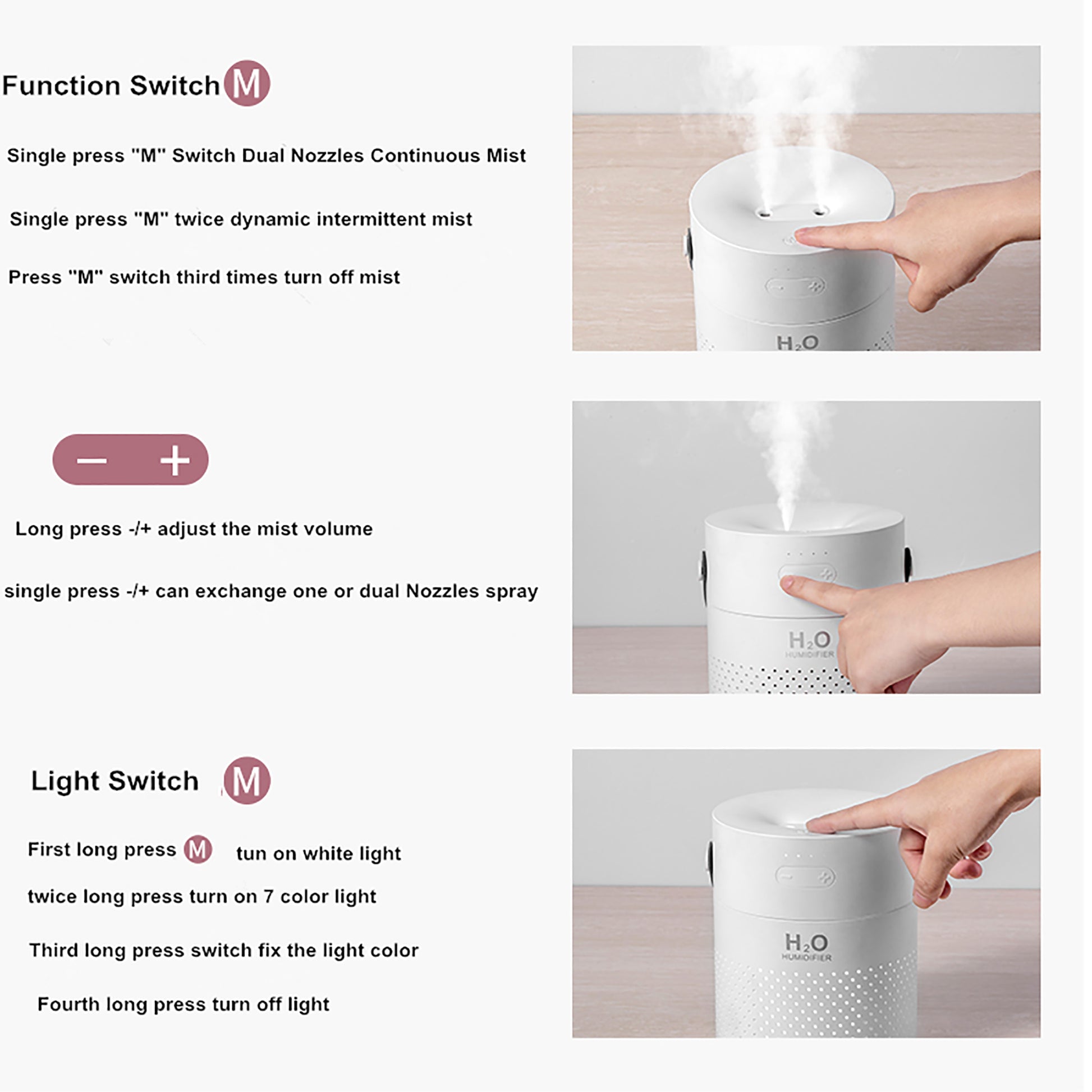 Humidificador Portátil Cylinder. Color Gris claro. - Oma Home