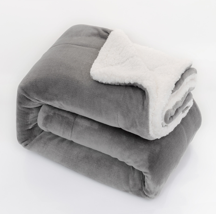 Manta borreguito, color gris. 127cm x 152cm. - Oma Home
