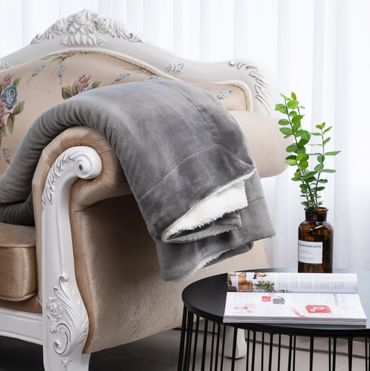 Manta borreguito, color gris. 127cm x 152cm. - Oma Home