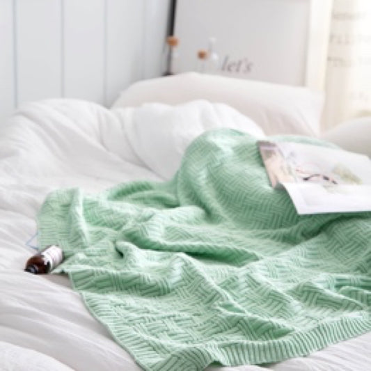 Manta de punto con cuadros. Color verde agua. - Oma Home