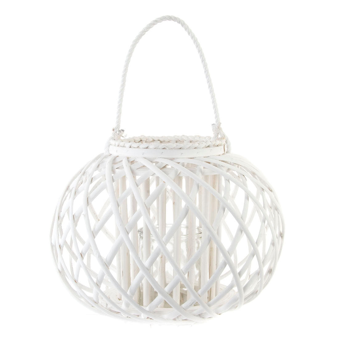 Portavela mimbre  40cm x 33cm.  Blanco. - Oma Home