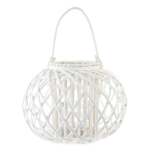 Portavela mimbre  40cm x 33cm.  Blanco. - Oma Home