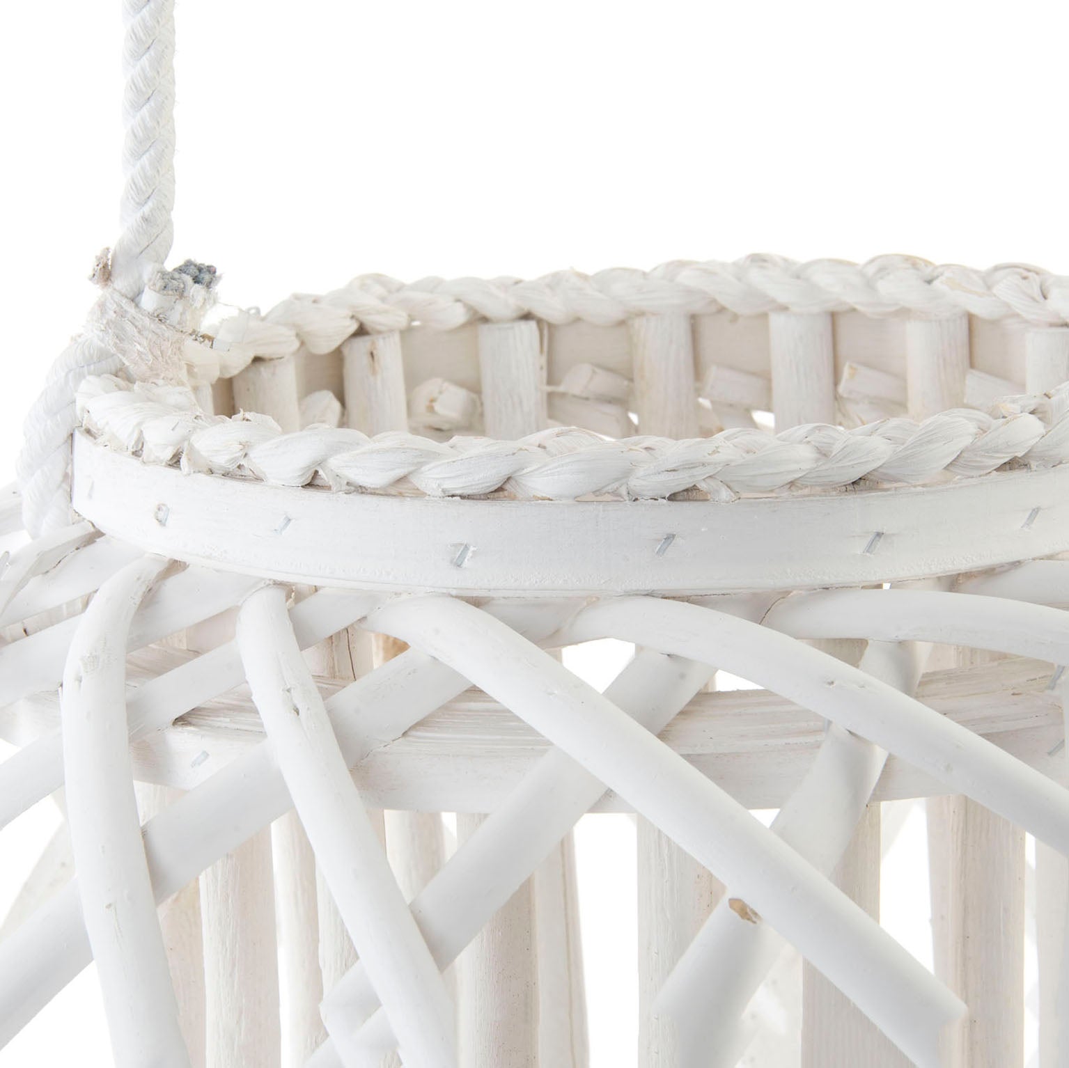 Portavela mimbre  40cm x 33cm.  Blanco. - Oma Home