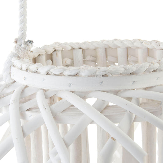 Portavela mimbre  40cm x 33cm.  Blanco. - Oma Home