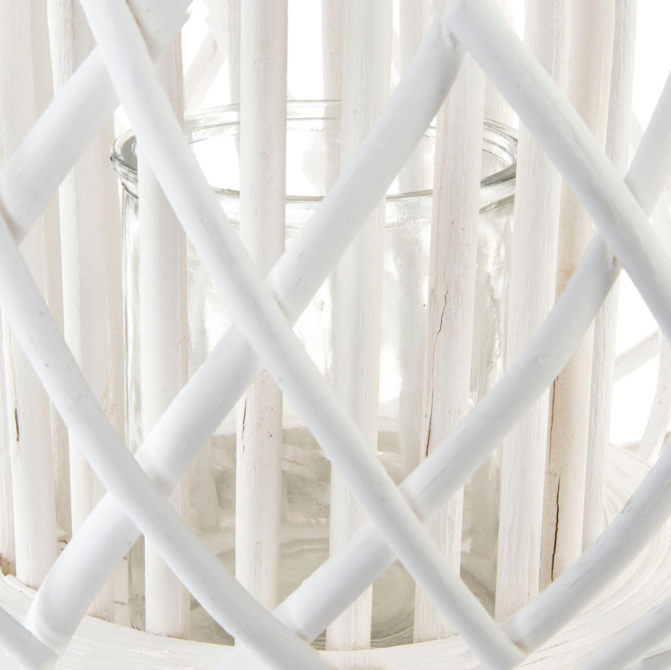Portavela mimbre  40cm x 33cm.  Blanco. - Oma Home