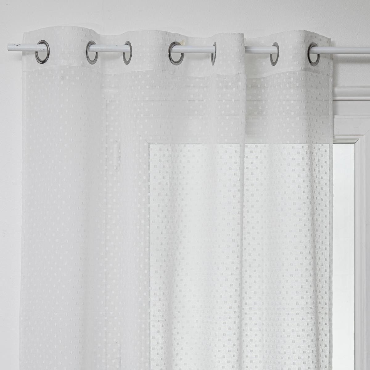 Cortina visillo jacquard blanco. 140cm x 240cm. - Oma Home