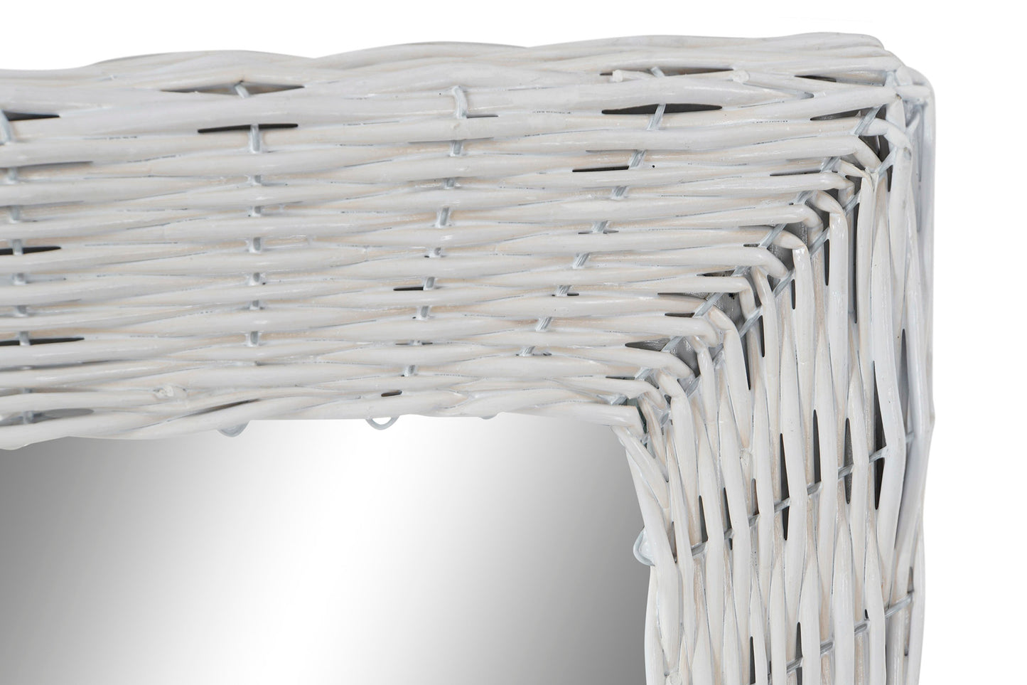 Espejo de mimbre. Color blanco. - Oma Home