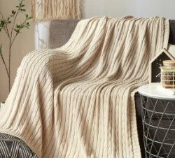 Manta de punto. Color marrón claro. - Oma Home