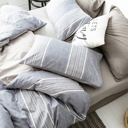 Funda de almohada con estampado de franjas, reversible. - Oma Home