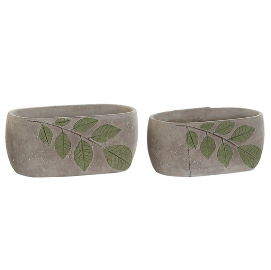 Macetero hojas. Color gris. - Oma Home