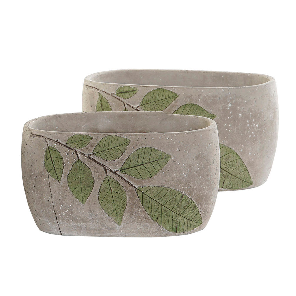 Macetero hojas. Color gris. - Oma Home