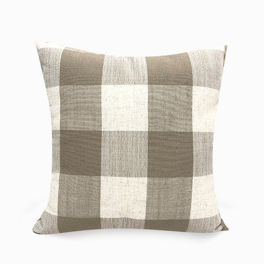 Funda de Cojín Cuadros. Beige y marrón - Oma Home