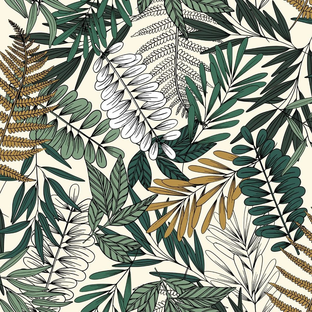 Capa de edredom reversível com estampa de Folhas Tropicais.