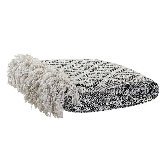 Manta Plaid 100% Algodón con Rombos. Color Gris. - Oma Home